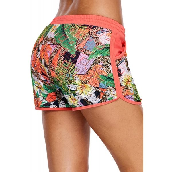 Floral Print Lacy Shorts Attached Swim Bottom