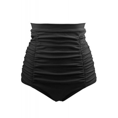 Black Retro High Waisted Swim Short