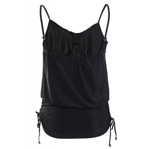 Black Spaghetti Strap Tankini Swim Top