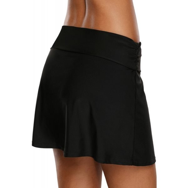 Lace Up O-ring Detail Black Active Skirted Swim Bottom