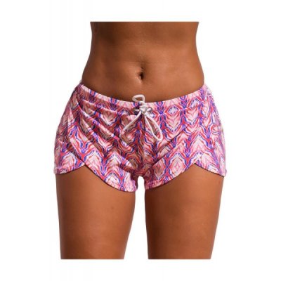 Blue Pink Drawstring Waist Boyshort Beach Bottom