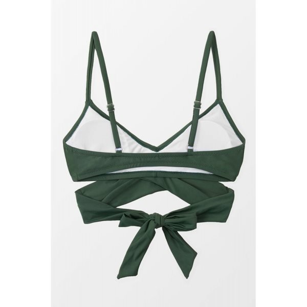 Green Elliott Wrap Tie Back Bikini Top