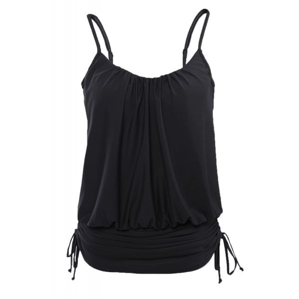 Black Spaghetti Strap Tankini Swim Top