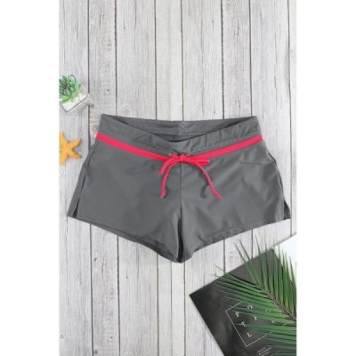 Red Trim Taupe Women Swim Boardshort