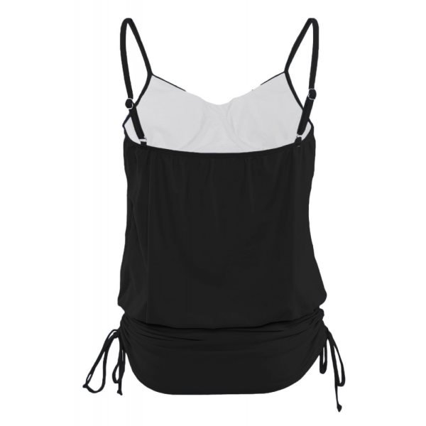 Black Spaghetti Strap Tankini Swim Top